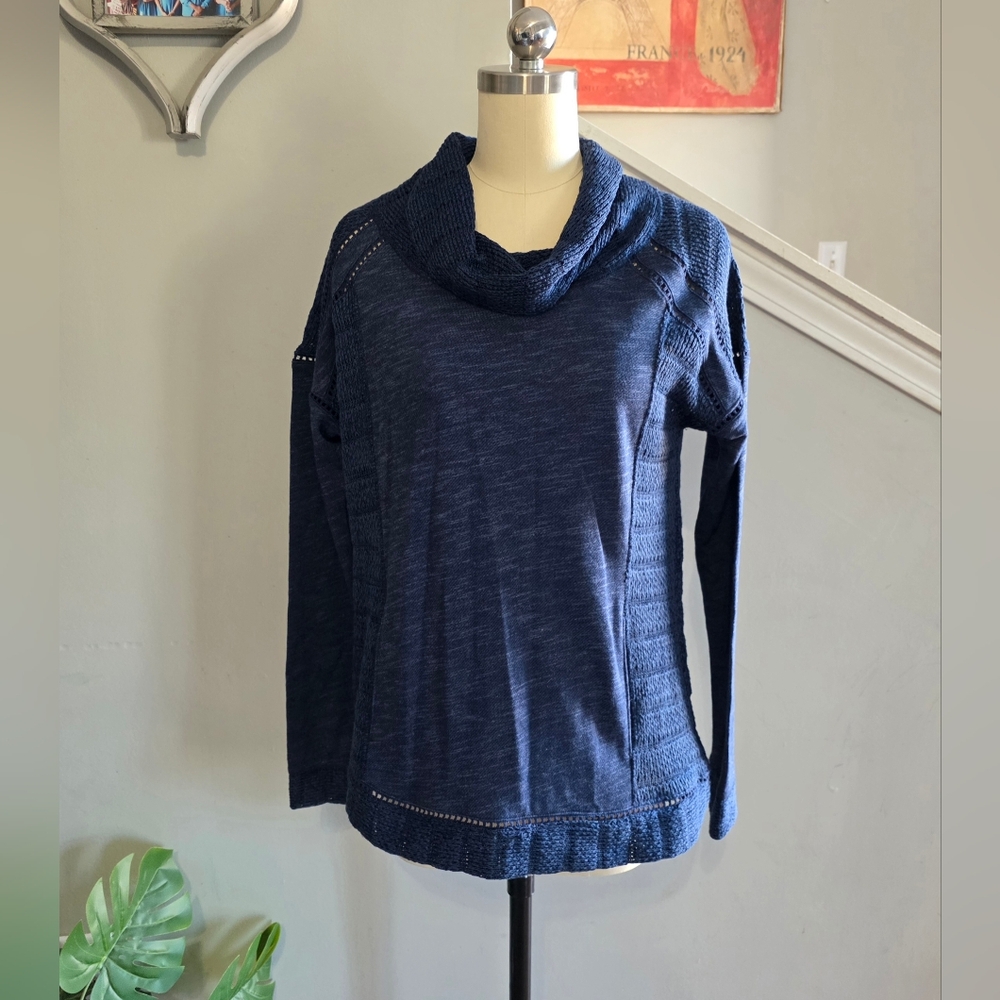 Lucky Brand Cowl Neck Sweater Navy Blue Size Medium NWT